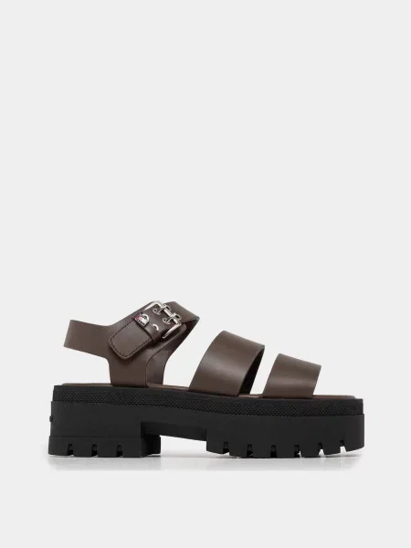 Кожаные босоножки Tommy Hilfiger с ремешками коричневые