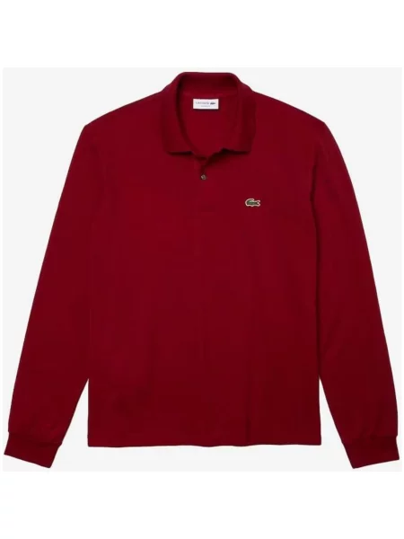 Bordowa koszulka polo z długim rękawem Lacoste Sportswear Classic Fit XS czerwona