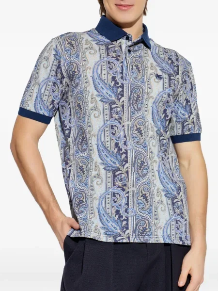 Polo Etro cu model paisley albastru