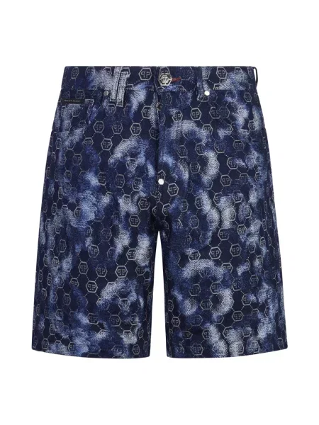 Szorty jeansowe Philipp Plein żakardowe niebieskie