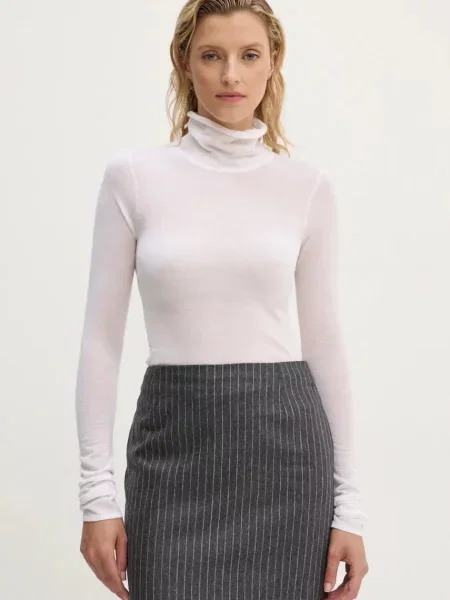 A.L.C. pulover de lana femei light cu guler alb