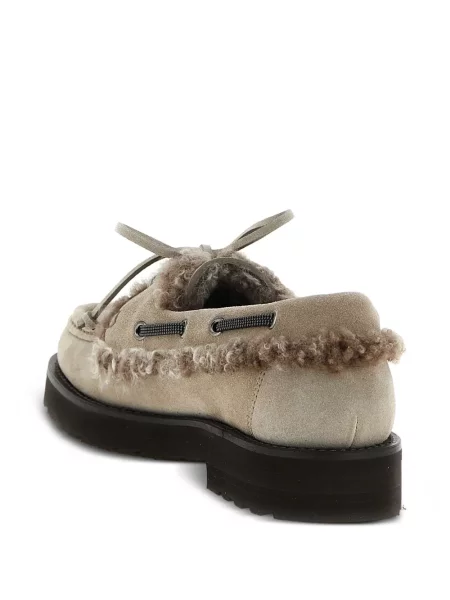 Loafersy Brunello Cucinelli zamszowe szare