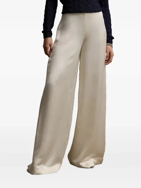Pantaloni Ralph Lauren Collection din satin alb
