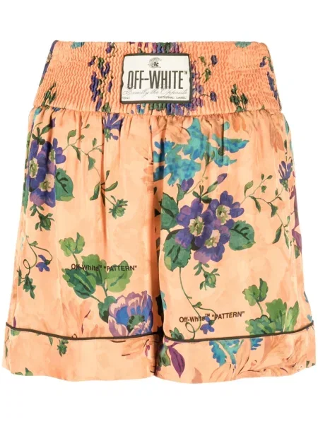 Pantaloni scurți Off-white cu model floral cu imagine alb