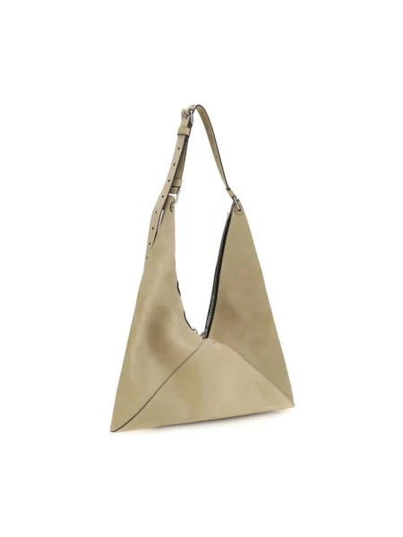 Torebka Moschino skórzana w geometryczne wzory beżowa