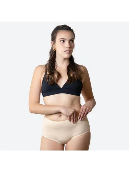 Majtki menstruacyjne Ecowoman dla dziewczynek z wysokim stanem obfite dni beżowe