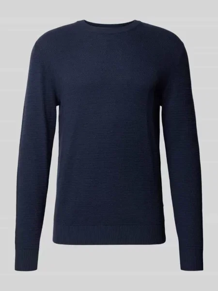 Sweter z dzianiny z czystej bawełny model Ryder' Jack & Jones granatowy