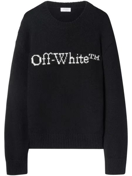 Pulover Off-white de lână cu autograf alb