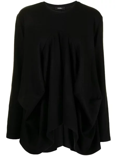 Top Goen.j z dżerseju drapowany czarny
