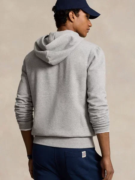 Polo Ralph Lauren bluza RL Fleece Longsleeve z kapturem gładka szary