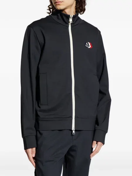 Hanorac cu fermoar Moncler cu autograf albastru
