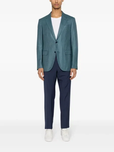 Keprové jednořadé sako Zegna modré
