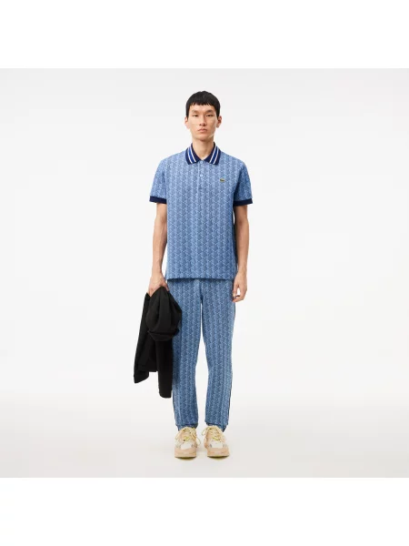 Lacoste Spodnie Dresowe Żakardowe Z Monogramem Paris granatowe