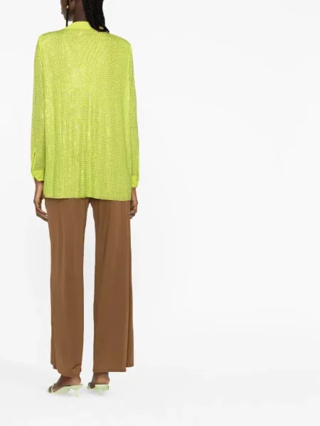 Cămașă Self-portrait plasă cu tepi verde