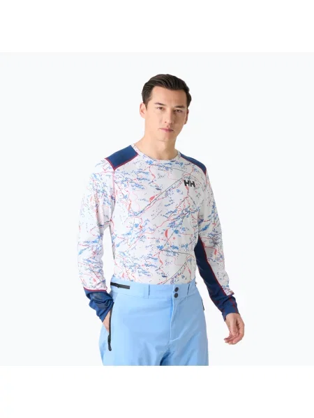 Мъжки термоактивен суитшърт Helly Hansen Lifa Active white slope map aop бяло
