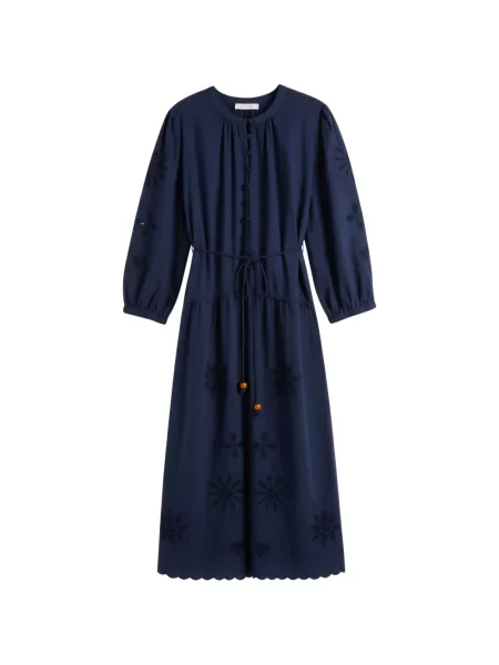 Rochie midi Chinti & Parker cu broderie albastru