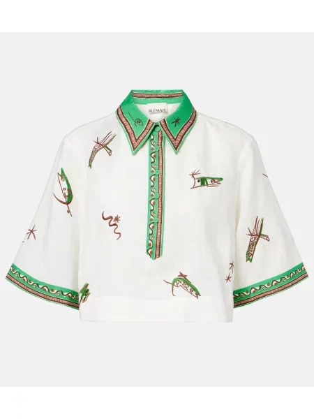Cămașă Alemais cu broderie de in alb