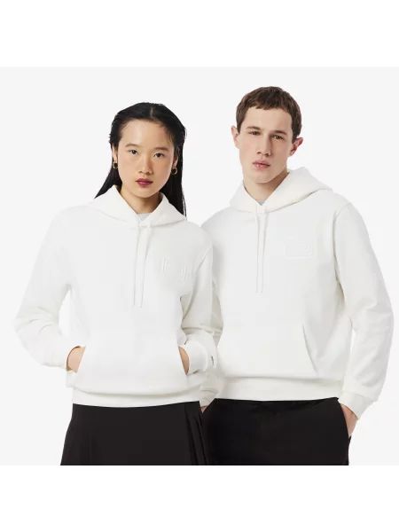 Lacoste Bluza Z Kapturem Z Tłoczonym Logo biały