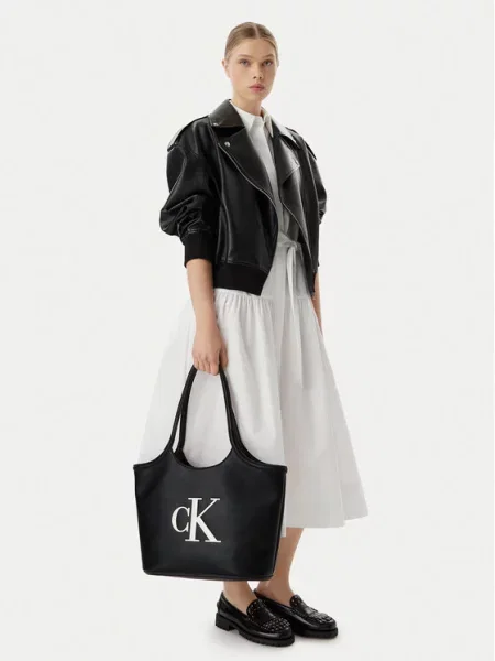 Shopper kabelka Calvin Klein z ekologickej kože čierna
