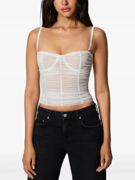 Top Kiki De Montparnasse cu volane alb