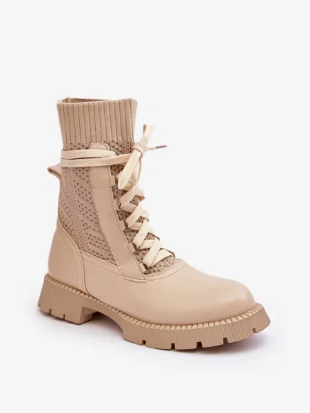 Боти Boto с връзки бежово