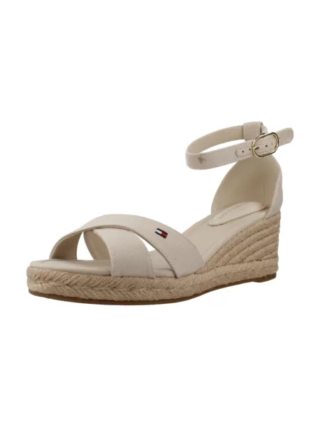 Tommy Hilfiger Espadryle Mid Wedge Espad X Cross beżowy