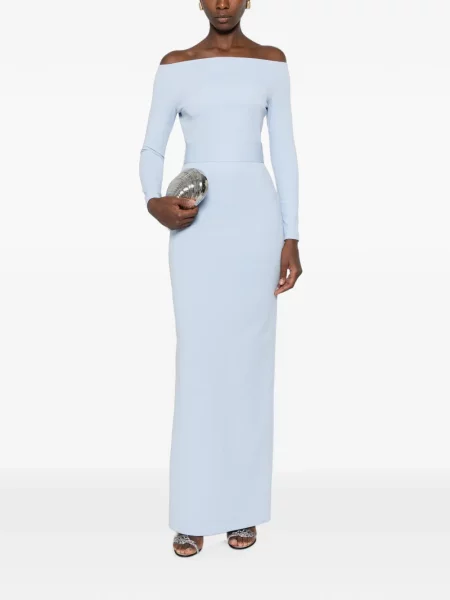 Rochie maxi Solace London cu umerii deschiși albastru