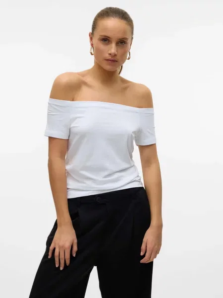 Топ Vero Moda бавовна/модал білий