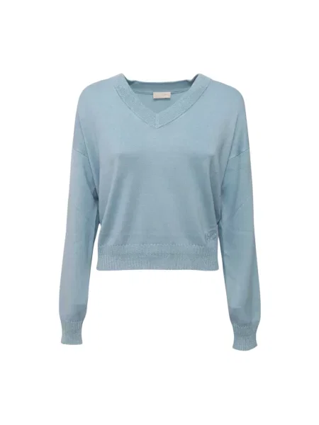 Sweter Liu Jo z dekoltem w serek niebieski