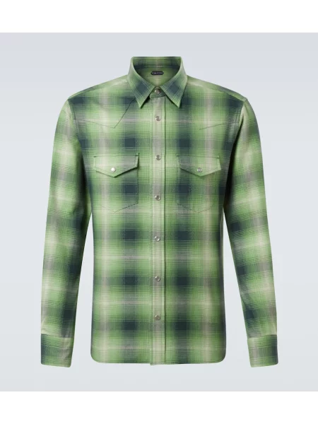 Kostkovaná košile Tom Ford zelená