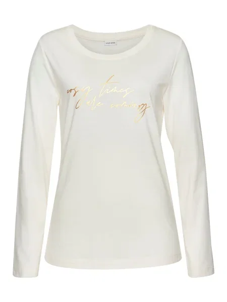 LASCANA Bluză de noapte auriu alb