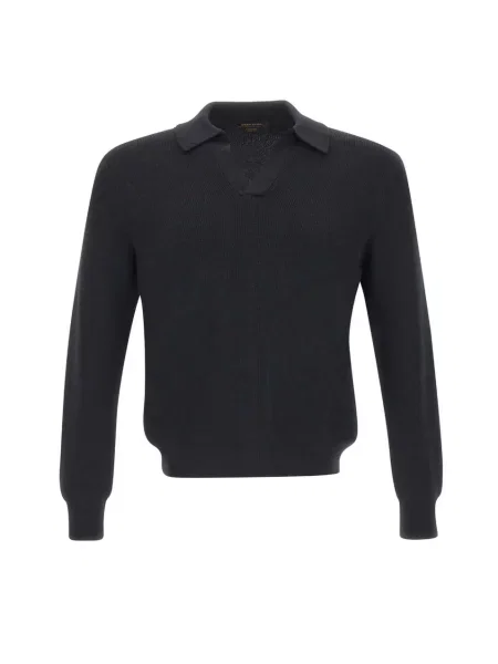 Tricou polo Gran Sasso de lână negru