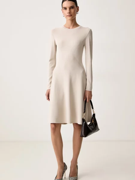 Armani Exchange rochie cu vâscoză bej
