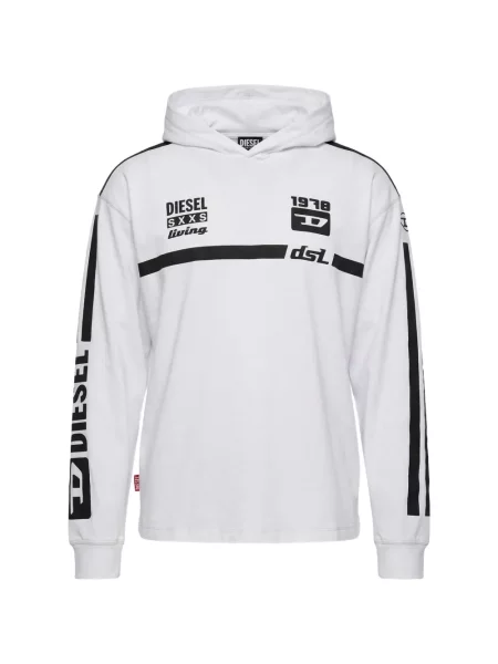 Mikina s kapucí Diesel s potiskem bílá