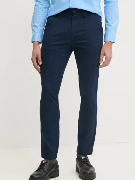 Kalhoty Tommy Jeans tmavomodrá přiléhavé