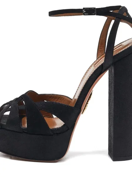 Sandale Aquazzura din piele de căprioară cu platformă negru
