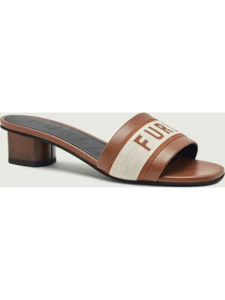 Furla De piele șlapi cu gros FURLA CILINDRO maro