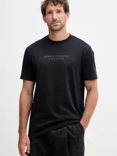 Тениска Armani Exchange с принт черно