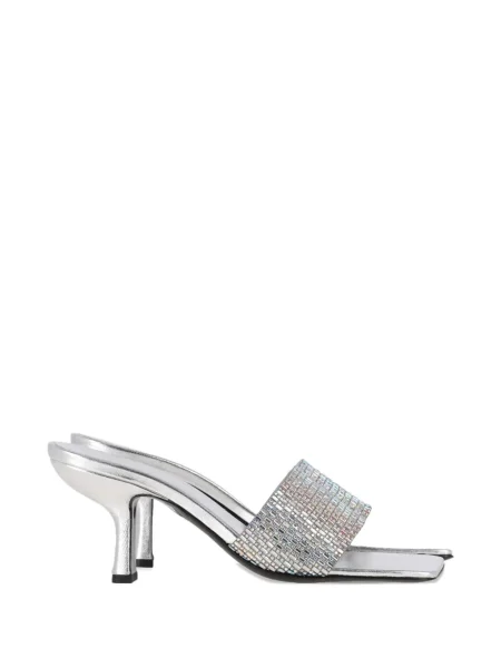 Papuci tip mules By Far de cristal argintiu