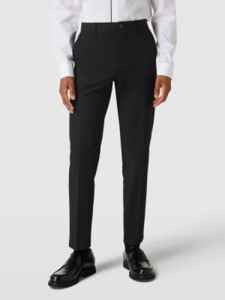 Spodnie do garnituru o kroju slim fit z zapięciem na guzik i błyskawiczny Selected Homme czarne