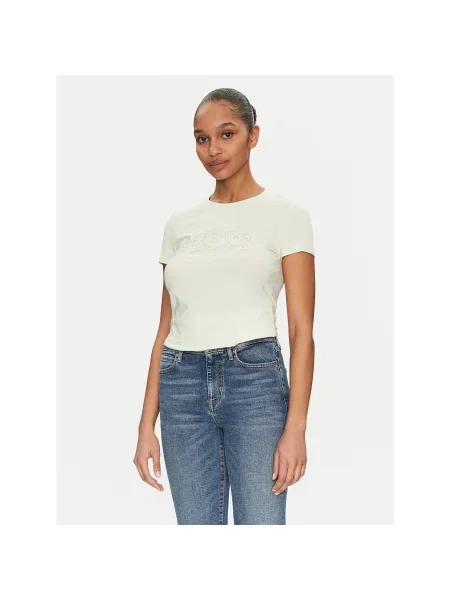 Guess Póló Sárga Slim Fit zöld