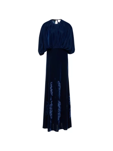 Maksi sukienka maxi Themis Z w kwiatki garniturowa niebieska