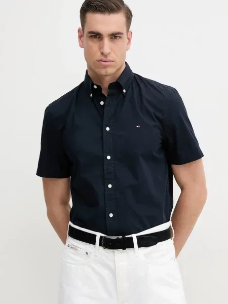 Риза Tommy Hilfiger мъжка със стандартна кройка с класическа яка тъмносиньо