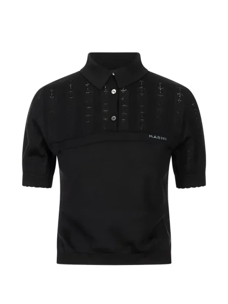 Tricou polo Marni tricotate negru