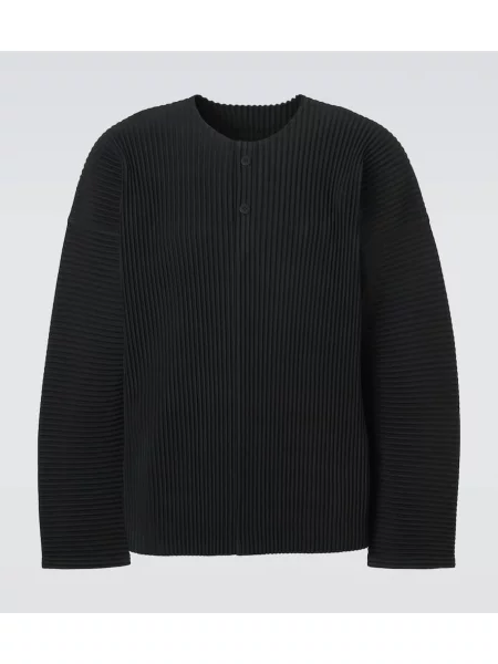 Cămașă Homme Plisse Issey Miyake plisată cu guler henley negru