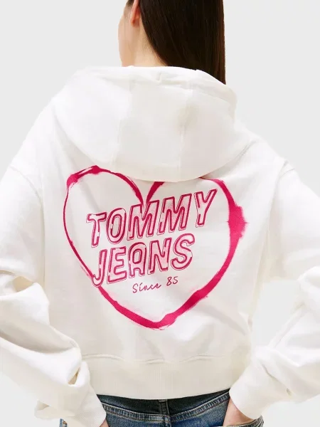 Толстовка Tommy Jeans з сердечками біла