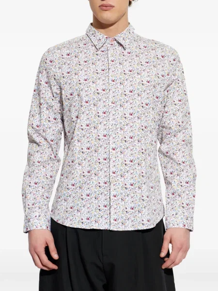 Cămașă Ps Paul Smith cu model floral cu imagine lungă alb