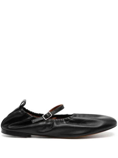 Balerini Maison Kitsune din piele fără toc negru