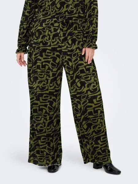 ONLY Carmakoma Pantaloni CARMika verde stuf negru