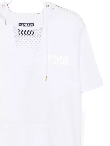 Scurt hanorac cu glugă Versace Jeans Couture plasă alb